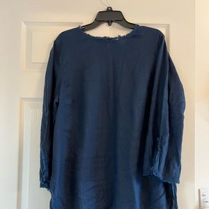 J JILL NAVY BLUE LINEN TUNIC SZ XL